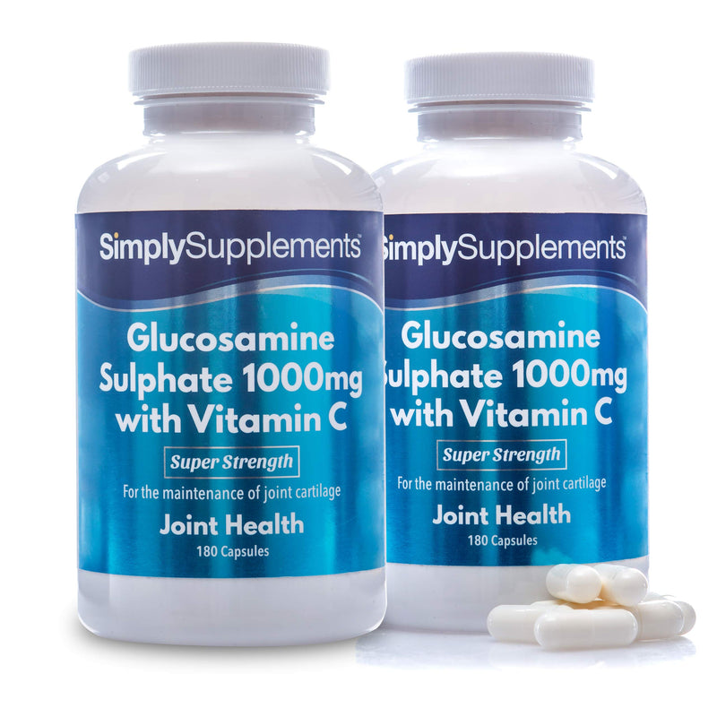 Glucosamine 1000mg with Vitamin C | 180+180 (360) Capsules | Formulated to Provide Support for an Active Lifestyle | Manufactured in The UK - BeesActive Australia