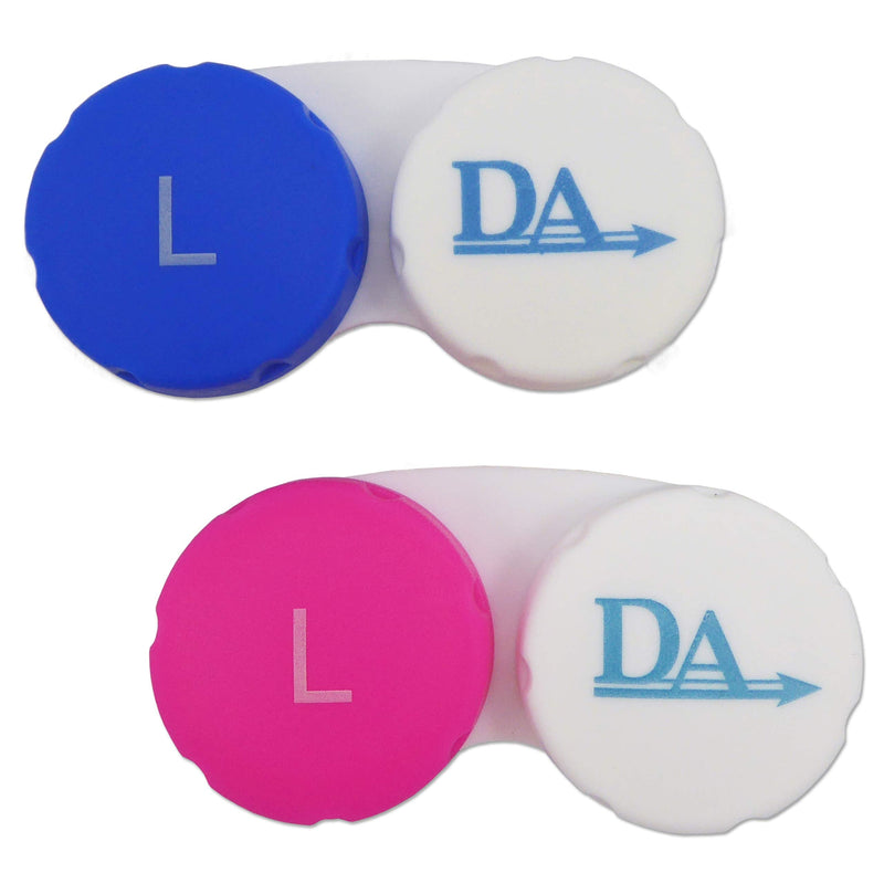 2 x Contact Lens Cases ~ Colour Coded L&R Soaking Storage Cases (Twin Pack ~ Pink & Blue) - BeesActive Australia