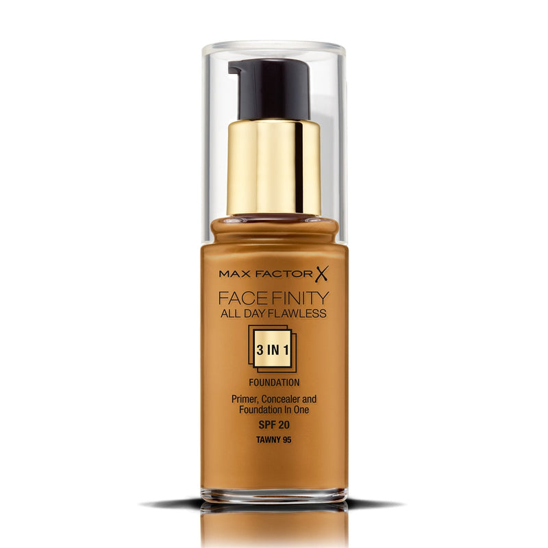 Max Factor Facefinity 3-in-1 All Day Flawless Liquid Foundation, SPF 20 - 95 Tawny, 30 ml (Packaging May Vary) - BeesActive Australia