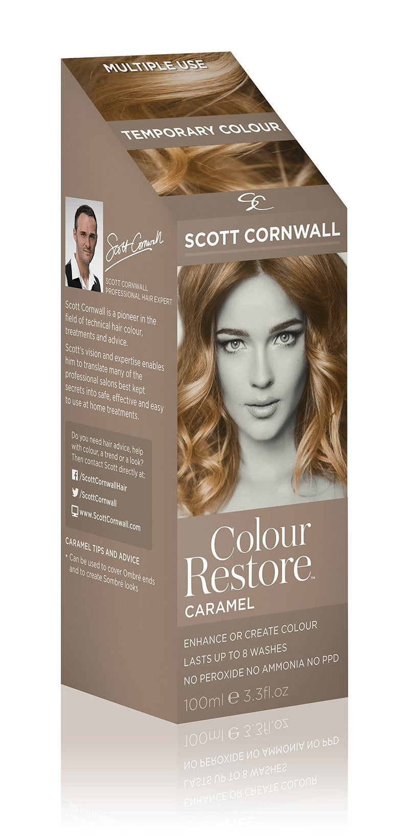 Scott Cornwall Colour Restore Caramel Temporary Toner Dye, Hair Toner Creates Warm Light Brown Sombre Tones 100 ml (Pack of 1) - BeesActive Australia