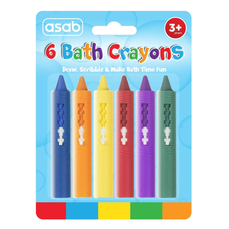 ASAB 6 Pack Baby Bath Crayons Non Toxic Education Fun Toy Easy Washable Wipe Clean Develop Creativity And Imagination Ages 3 Years + - BeesActive Australia
