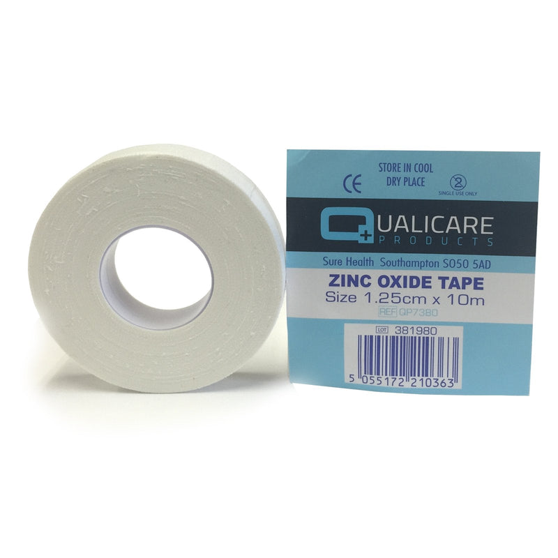 Qualicare 1 ROLL OF 1.25CM x 10M WHITE ADHESIVE DURABLE MEDICAL BINDING SPORTS ZINC OXIDE INJURY SUPPORT STRAPPING TAPE - BeesActive Australia