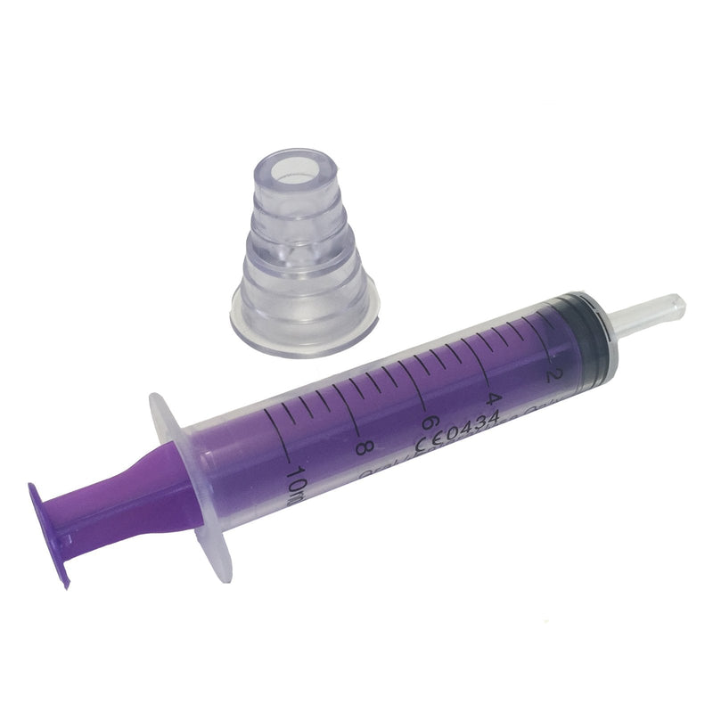Qualicare 24 X 10ML ORAL ENTERNAL MEDICINE BABY ELDERLY DOSAGE NON-STERILE LATEX FREE DISPOSABLE PURPLE SYRINGES WITH BOTTLE ADAPTER - BeesActive Australia