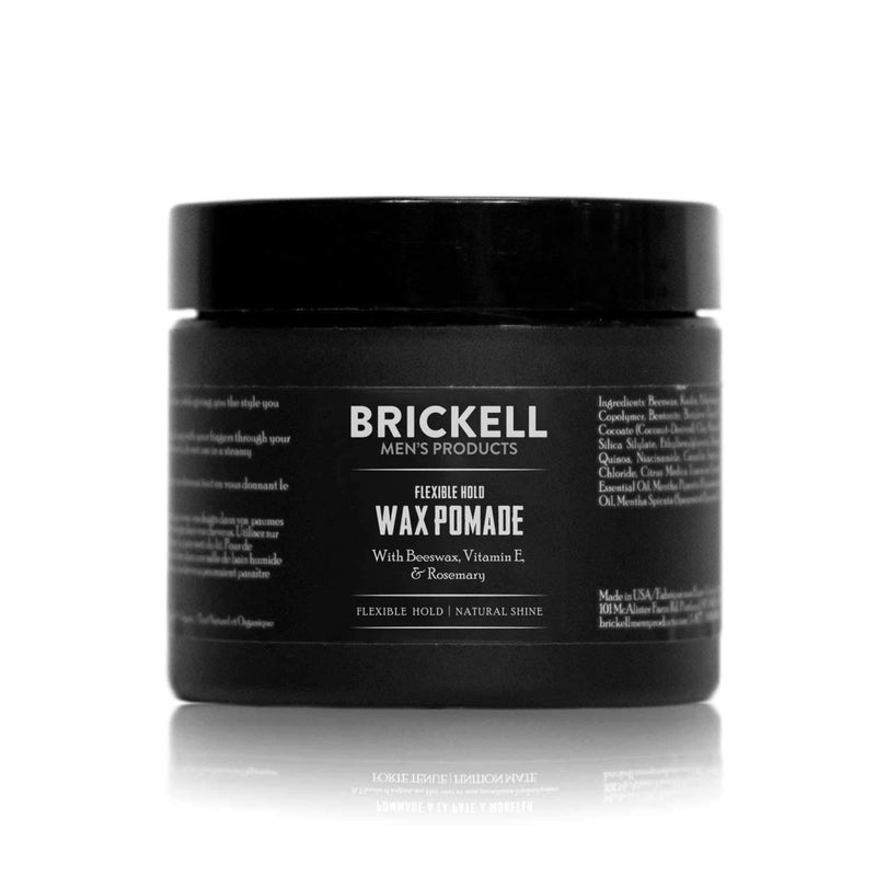 Brickell Men's Flexible Hold Wax Pomade for Men, Natural and Organic Irritation Free Natural Shine, 59 mL, Scented - BeesActive Australia