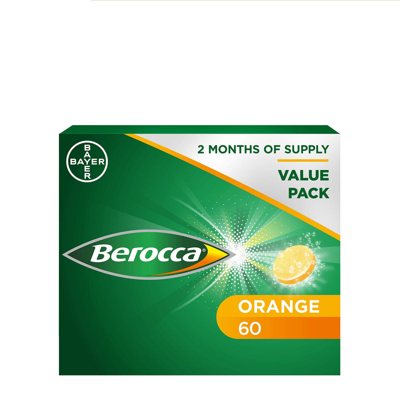 Berocca Energy Vitamin Tablets Orange Flavour, High Dose of Vitamin B Complex, Vitamin B12,60 Tablets (4 x 15)- 2 Months Supply(Packaging May Vary) - BeesActive Australia