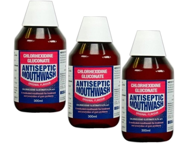 Chlorhexidine Gluconate Antiseptic Mouthwash Original Flavour 300 millilitre - 3 Pack - BeesActive Australia