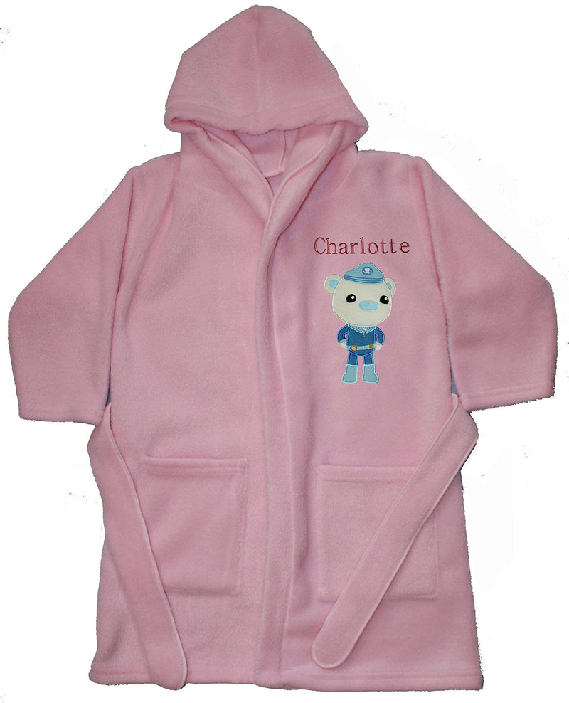 Girls Octonauts Captain Barnacles Applique Personalised Super Soft Fleece Dressing Gown 1-2 Years Pink - BeesActive Australia