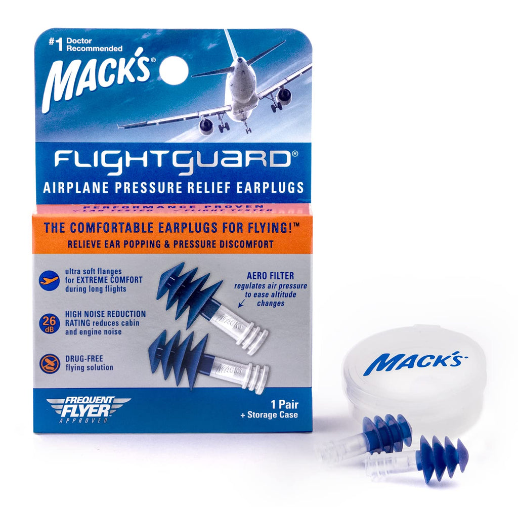 Mack's Flightguard Airplane Pressure Relief Earplugs - 26dB NRR - Comfortable, Safe, Travel Ear Plugs - BeesActive Australia