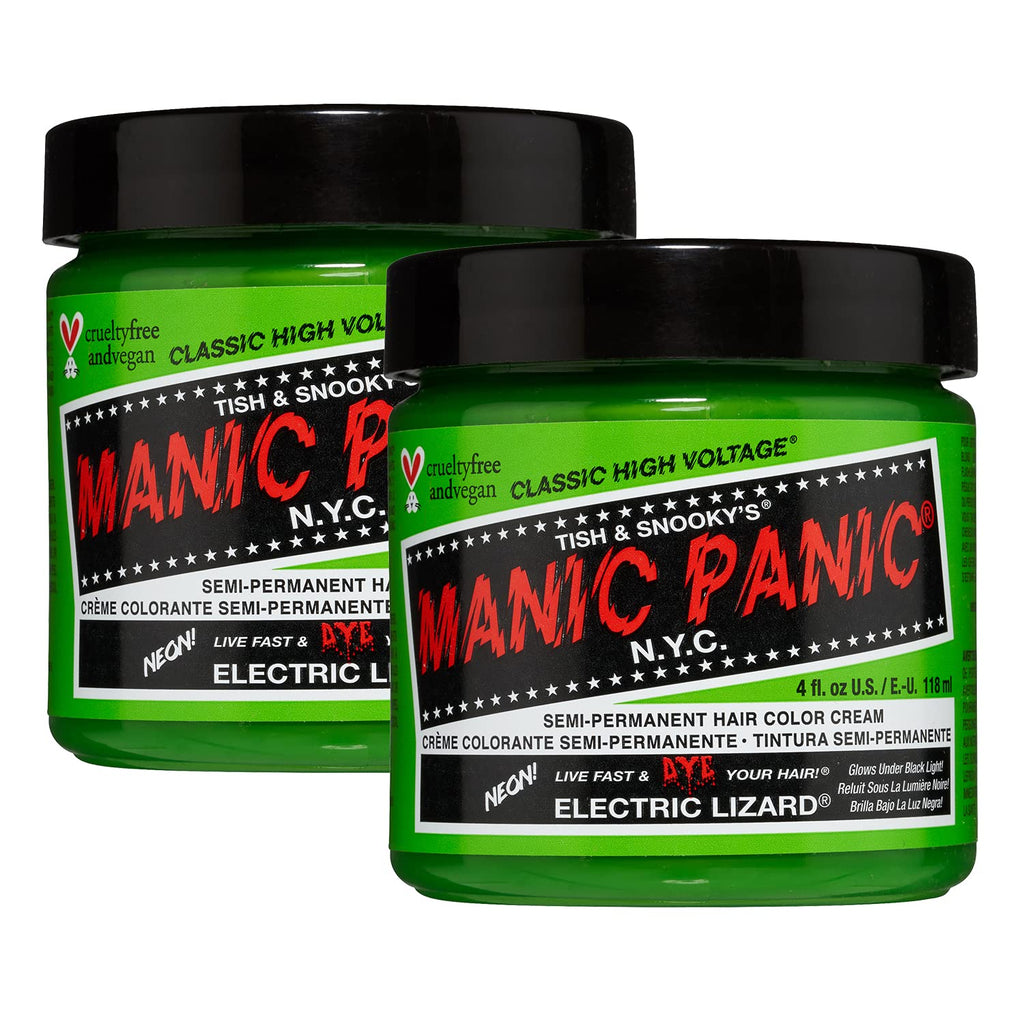 Manic Panic - Electric Lizard Classic Creme Vegan Cruelty Free Green Semi Permanent Hair Dye - 2 x 118ml - BeesActive Australia