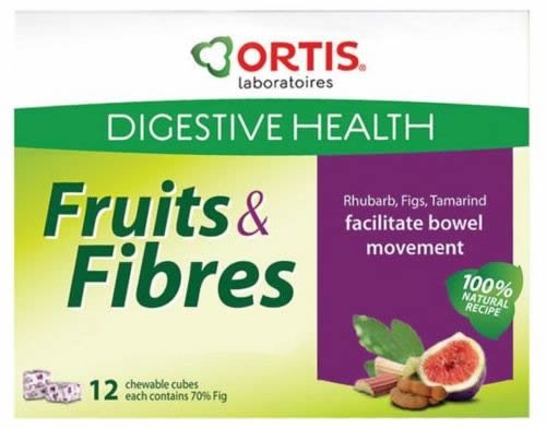Ortis Ortisan Natural Laxative Fruit and Fibre Cubes - NEW FLAVOUR - RHUBARB/TAMARIND/FIG (12) - BeesActive Australia