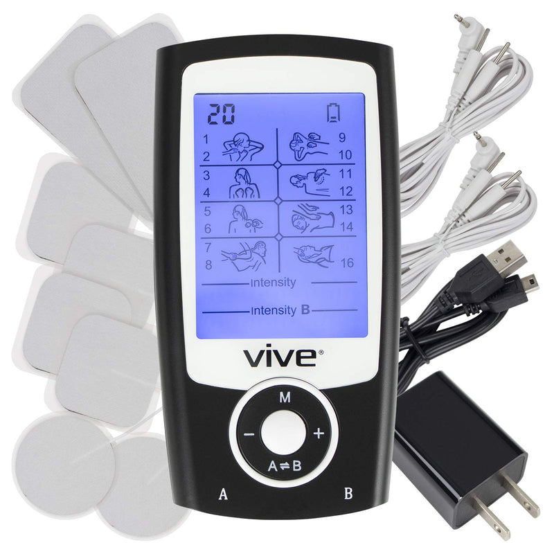 Vive Dual Channel TENS Unit - STIM Tens Unit for Muscle Stimulation - Electrotherapy Muscle Stimulator with Electrode Pads - BeesActive Australia