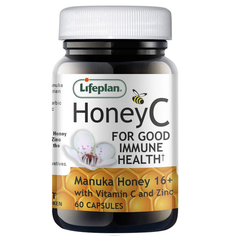 Lifeplan Honey C with Vitamin C & Zinc Capsules x 30. for Normal Immune System Function 30 Count (Pack of 1) - BeesActive Australia