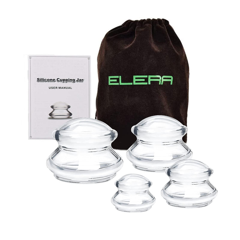 ELERA Silicone Professional Cupping Therapy Set, 4 Cups Anti Cellulite Massage Cup for Muscle Soreness Pain Relief & Injury Recovery - BeesActive Australia
