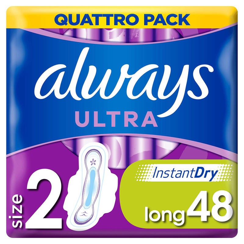 Always Ultra Long Sanitary Towels Wings, Neutralises Odours, Ultra Thin, 48 Super Absorbent Pads, Size 2 - BeesActive Australia