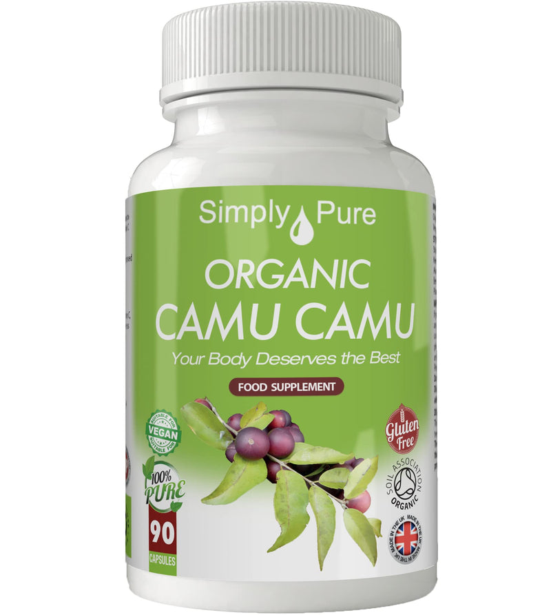 Simply Pure Organic Camu Camu Capsules x 90, 500mg, 100% Natural Soil Association Certified, Gluten Free, GM Free and Vegan. - BeesActive Australia