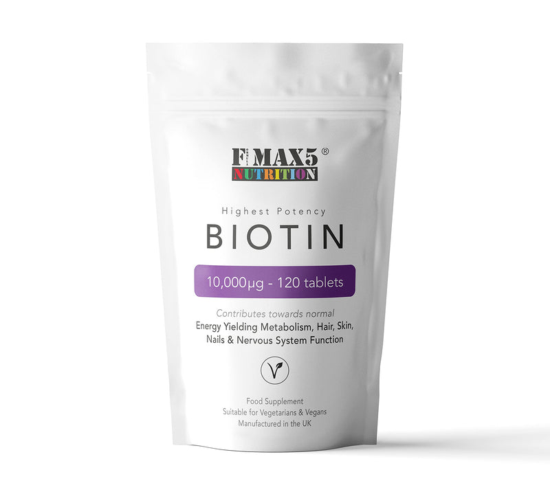 Biotin Hair Growth Supplement, 30-365 Tablets (1 Month to Full Year Supply) Biotin 10,000mcg by FMax5 Supplements (120) 120 - BeesActive Australia