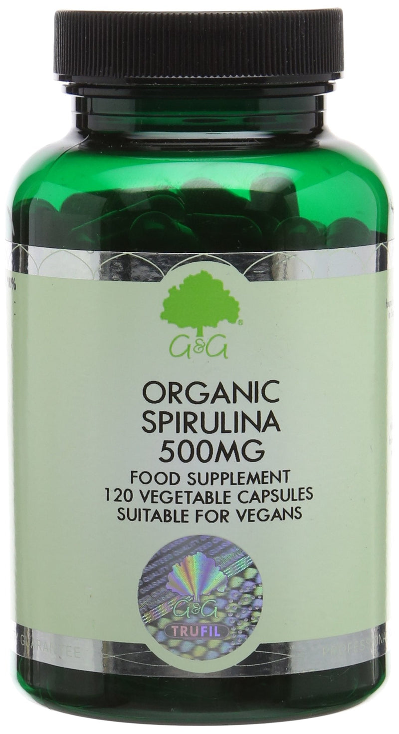 Organic Spirulina Capsules | 500mg of Spirulina per Capsule | 120 Vegan Capsules | Organically Grown in The Mongolian Plateau | G&G Vitamins - BeesActive Australia