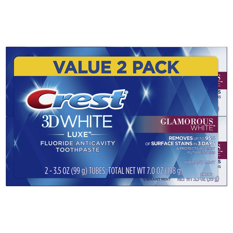 Crest Twin Pack 3D White Luxe Glamorous White Toothpaste, 3.5 Ounce each, 2 Pack 99 g (Pack of 2) - BeesActive Australia
