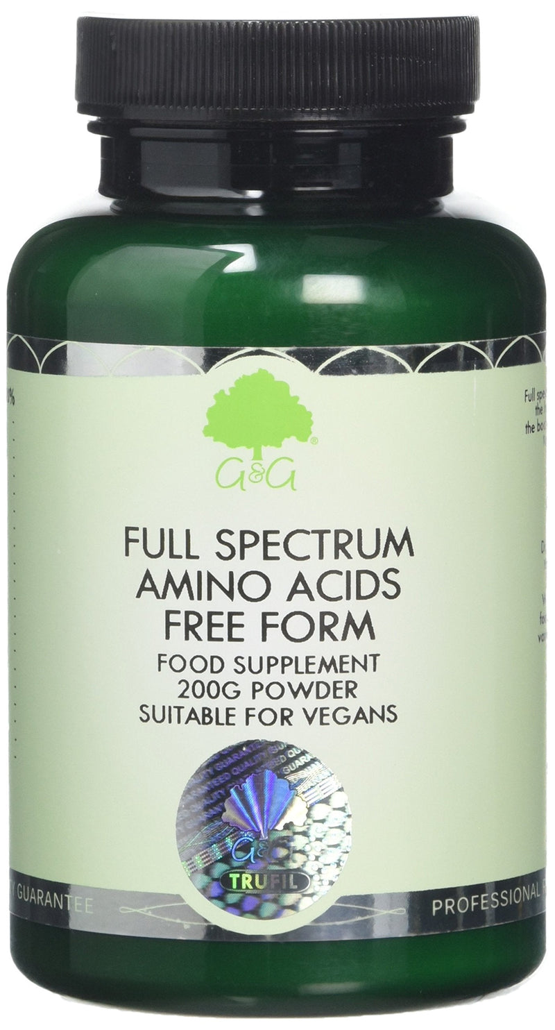 G&G Vitamins Full Spectrum Amino Acid Powder - Vegan Free Form Amino Acids - BCAA - 200G Powder - BeesActive Australia