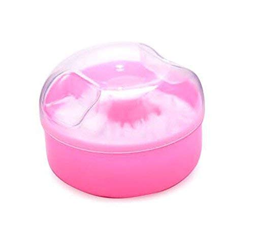 2Pcs Baby Infant Kids Plastic Face Body Powder Puff Villus Sponge Case Holder Box Cosmetic Makeup Talcum Powder Container (Pink) Pink - BeesActive Australia