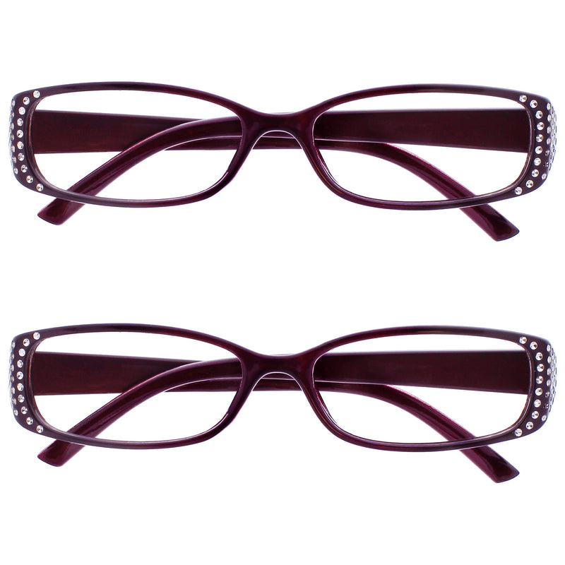 The Reading Glasses Company Black & Purple Diamonte Style Readers Value 2 Pack Designer Style Womens Ladies RR93-5 +1.00 +1.00 Magnification - BeesActive Australia