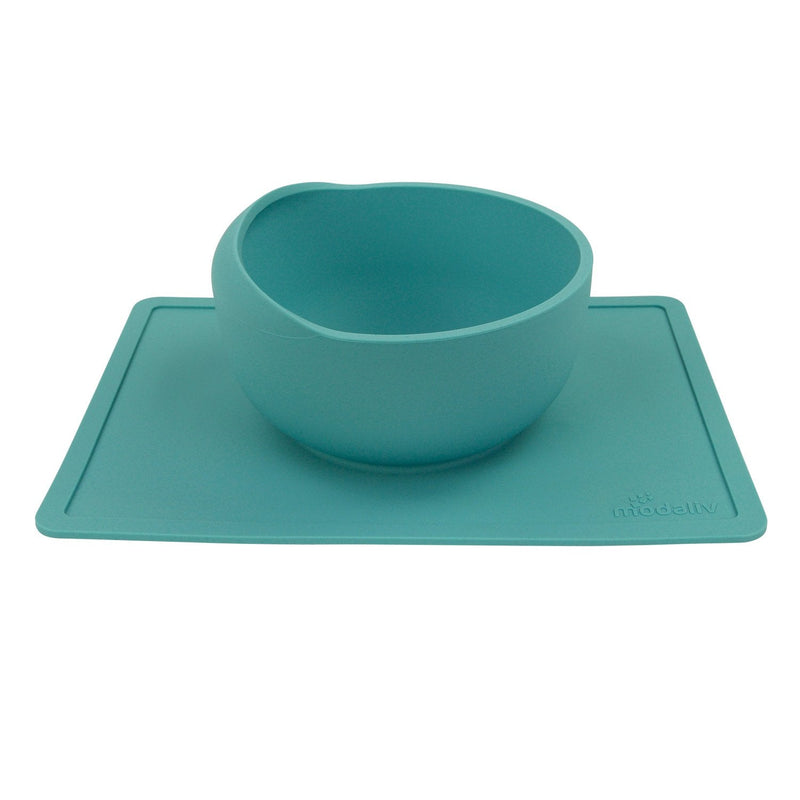 Modaliv Scoop Bowl with Silicone Placemat Suction Base (35oz/1000ml) - Non-Skid - No Spill - Food Grade Silicone - Dishwasher and Microwave Safe - BeesActive Australia