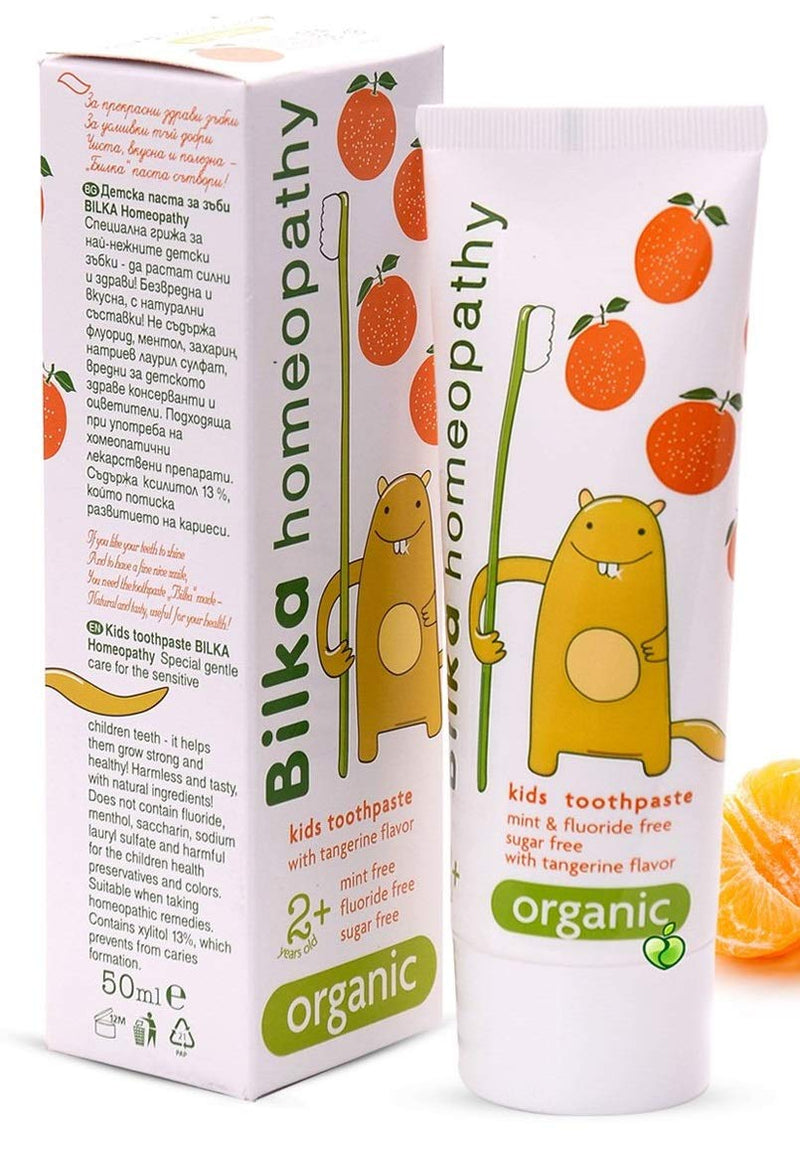 3 x Bilka Homeopathy Kids Toothpaste 2y+, 6y+ ORGANIC Tangerine, Raspberry 50ml (Raspberry) - BeesActive Australia