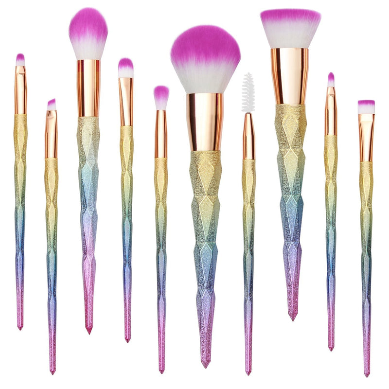 Qivange Makeup Brushes, Rainbow Foundation Eyeshadow Eyeliner Makeup Brushes Set(10pcs) - BeesActive Australia