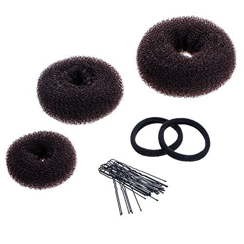 3 Pieces Donut Bun Maker Hair Bun Maker Ring Style Bun Maker Set for Chignon Hair Includes Large, Medium and Small (Brown) Brown - BeesActive Australia