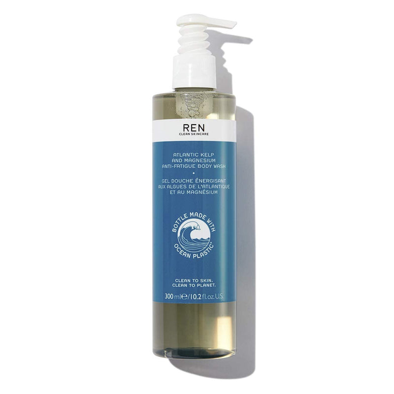 REN Clean Skincare Atlantic Kelp & Magnesium Anti-Fatigue Body Wash Energizing Shower Gel Packaged in Recycled Ocean Plastic Bottle, 300 ml - BeesActive Australia