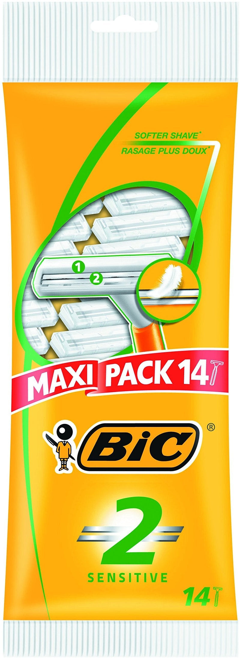 BIC 2 Sensitive Men's Razors, Disposable Razors with Two Blades for a Close and Precise Shave, Pack of 14 - BeesActive Australia