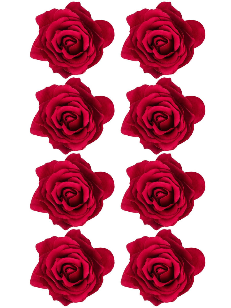 Outus 8 Pieces Rose Flower Hairpin Hair Clip Flower Pin up Flower Brooch, Medium, Red - BeesActive Australia