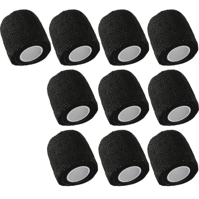 Mintice™ 10 X Self Adhesive Cohesive Wrap Bandages Strong Elastic First Aid Tape Skin Color for Wrist Ankle Sport 4.5mx5cm Black - BeesActive Australia