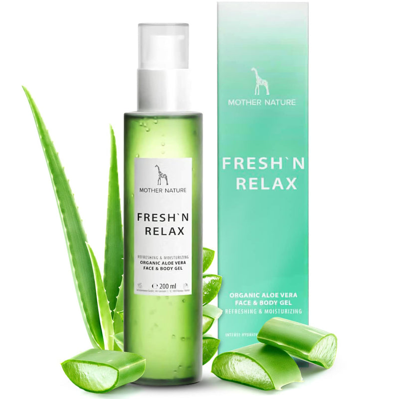 ORGANIC Aloe Vera Gel - AFTER SUN with PURE ALOE VERA JUICE - Vegan - 200 ml - Natural Moisturising Gel for Body and Hair - BeesActive Australia