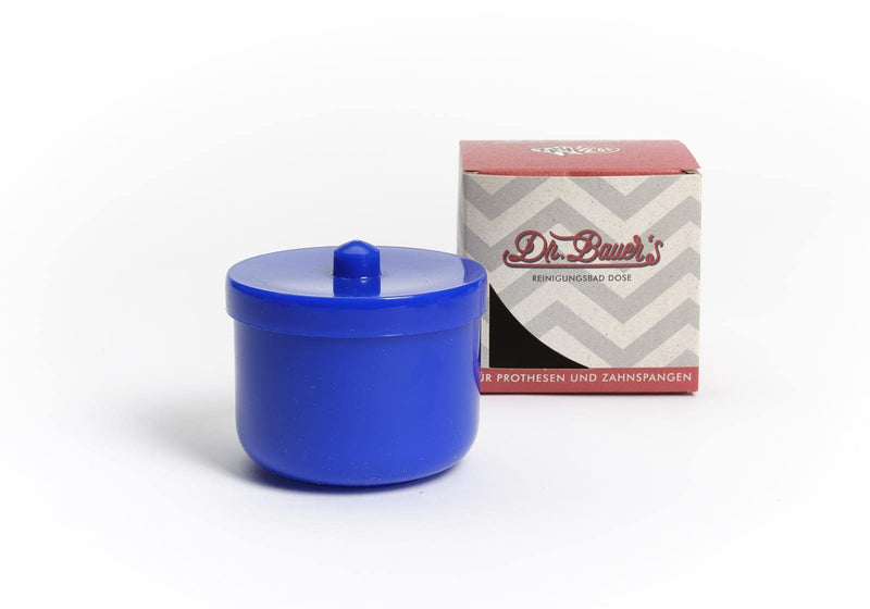 Dr. Bauer's Denture can with rinsing Basket | Prosthesis Container Blue (1 Piece) - BeesActive Australia