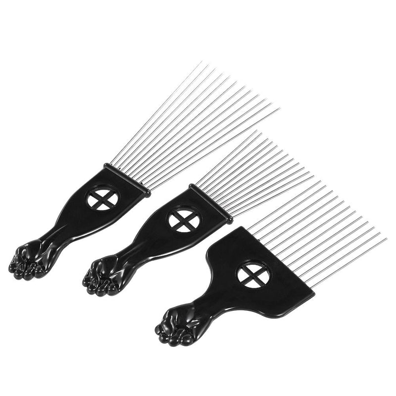 3Pcs Afro Combs, Professional Metal African American Hair Comb for Hairdressing Styling Tool - BeesActive Australia