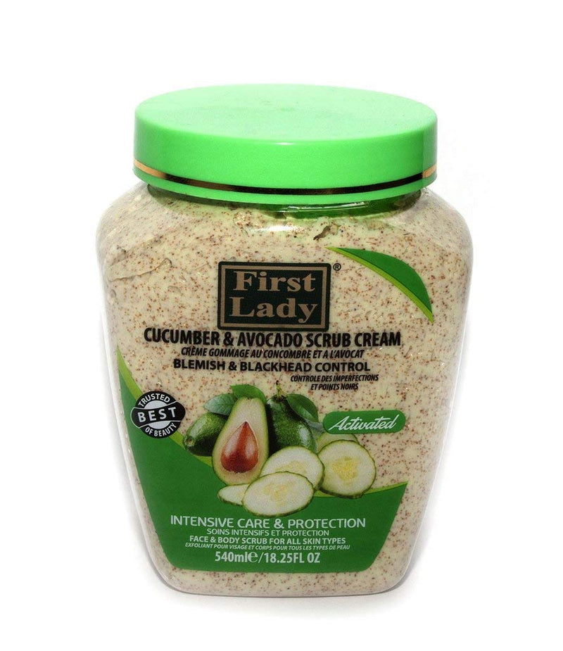 First Lady Activated Cucumber & Avocado Scrub Cream 540ml - Blemish & blackhead control - Face & Body - BeesActive Australia