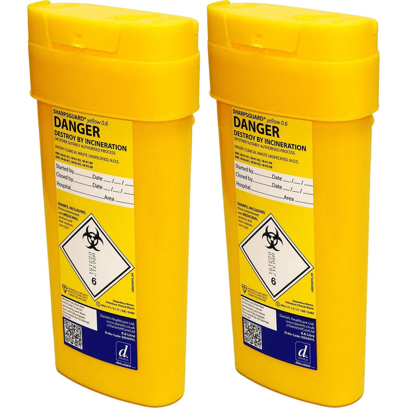 Qualicare Sharps Safe Needle Syringe Insulin Disposal Surgery Waste Bin Box - 0.6 Litre, Twin Pack - BeesActive Australia