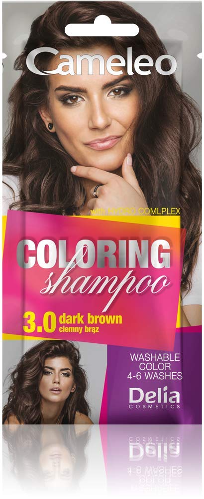 Cameleo - Coloring Shampoo - Dark Brown - Quick and Easy Color Refreshing - Washable Coloring - Tone In Tone - 40ml… 3.0 Dark Brown - BeesActive Australia