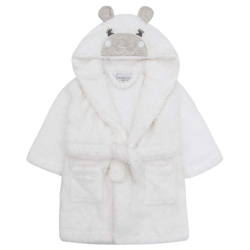 BABY TOWN Babytown Baby Boys and Girls Unisex Snuggle Fleece Hooded Lamb Dressing Robe 12-18 Months White - BeesActive Australia