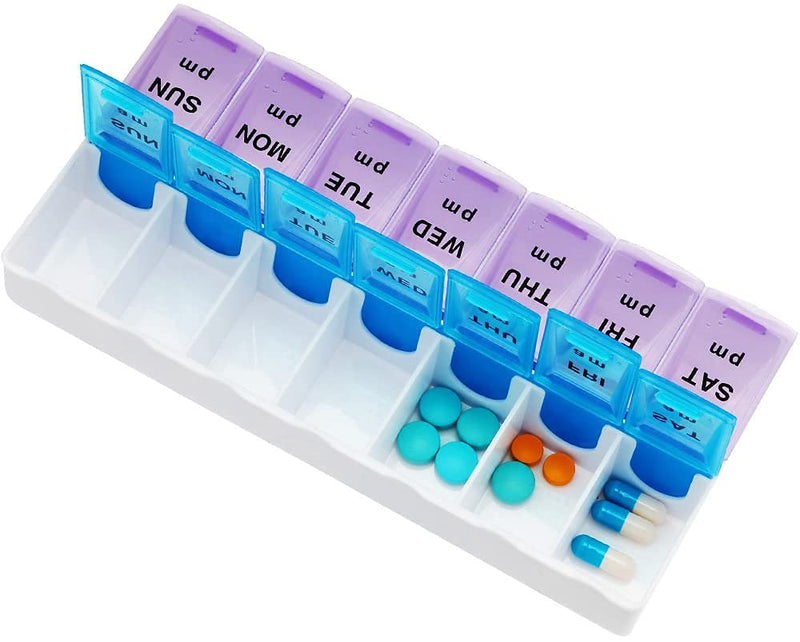 Heavy Duty 7 Day Pill Box Vitamin Medicine Tablet Dispenser Organiser Weekly Storage Case for PM AM - BeesActive Australia