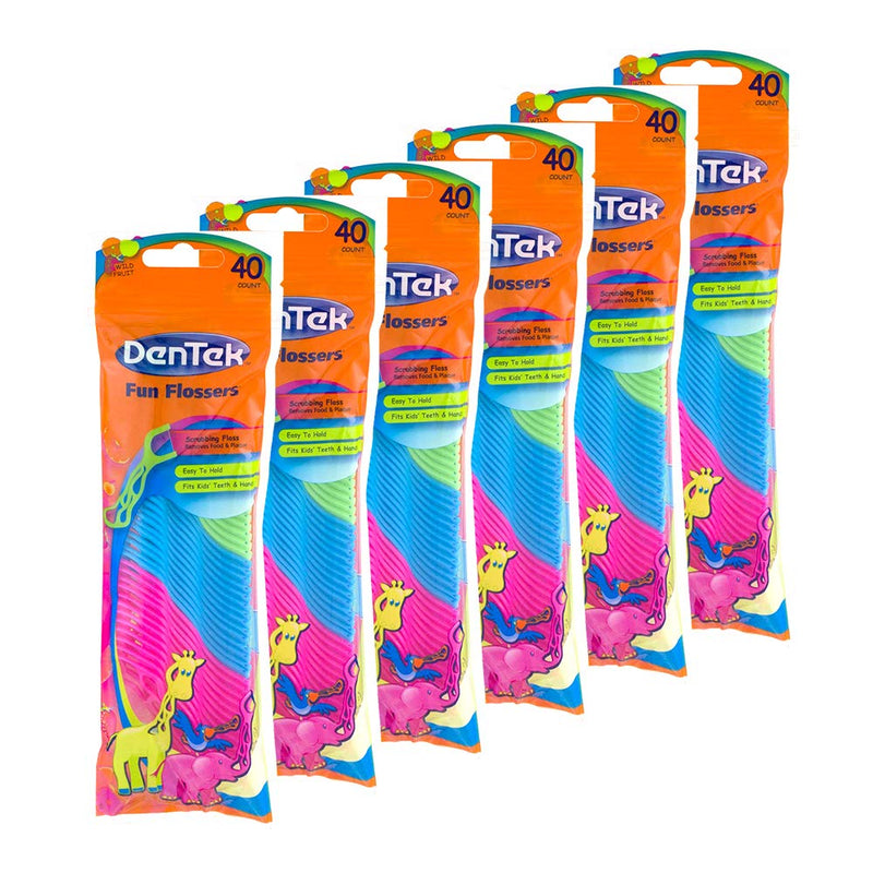 DenTek Kids Fun Flossers, 240 Count Fruit Flavoured Kids Floss Picks, Multicoloured Pack of 6 - BeesActive Australia