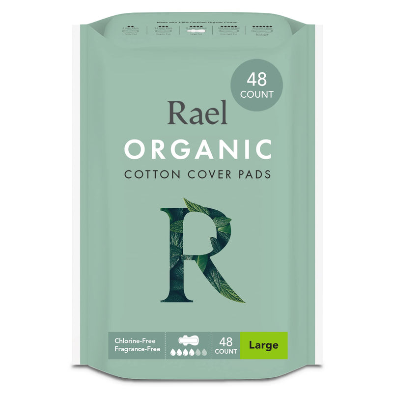 Rael Organic Cotton Cover Pads - Large Size, Ultra Thin Pads for Women, Sanitary Napkins with Wings (48 Total) - BeesActive Australia
