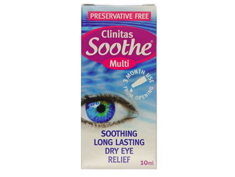 Clinitas Soothe Multi Dose 3 x 10ml Multi Pack - Dry Eye Drops, Contact Lens Rewetting, Soothing Eye Drops - BeesActive Australia