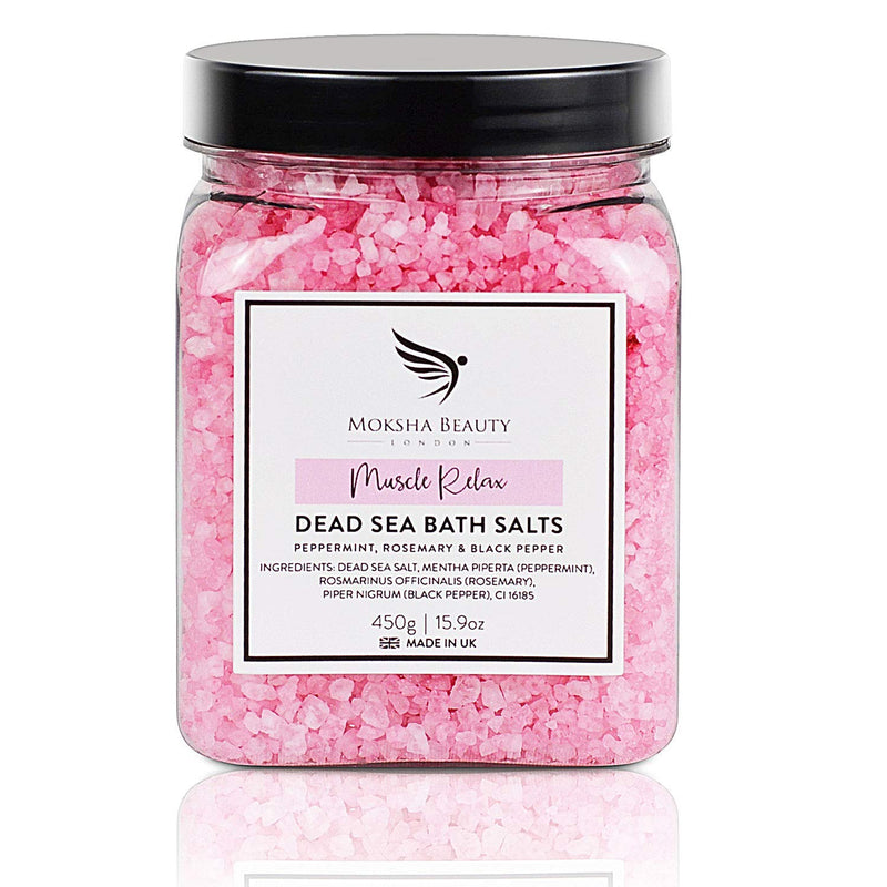 Bath Salts Muscle Soak - Made in UK (450g) Natural Dead Sea Salts for Women, Men, Girls and Kids. Luxury Detox with Essential Oils Muscle Relax - BeesActive Australia