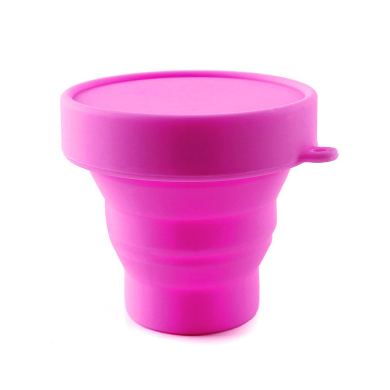 LUCKY CLOVER Collapsible Silicone Cup Foldable Sterilizing Cup for Menstrual Cups and Storing Your Diva Cup - Foldable for Travel Pink - BeesActive Australia