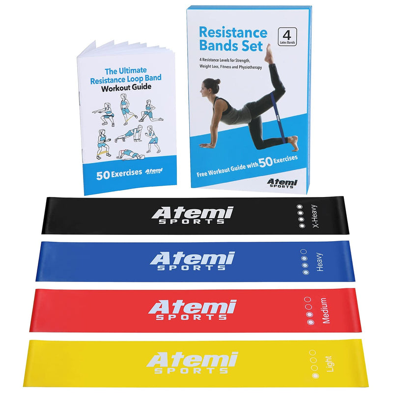 Elastic Bands Exercise Set | Stretch Bands for Exercise | 4 Exercise Bands Resistance for Women | Resistant Bands Female | Free Workout Guide - BeesActive Australia
