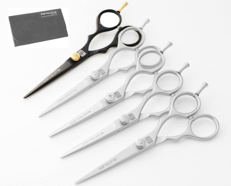 Sanguine Hair Scissors, Hairdressing Scissors, with Presentation Case, Professional or Personal use (Chrome) Black - BeesActive Australia