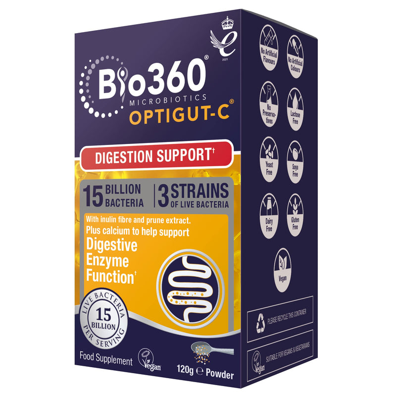 Bio360 OptiGUT-C (15 Billion Bacteria)|from Natures Aid|Digestion Support*|120g Powder - BeesActive Australia