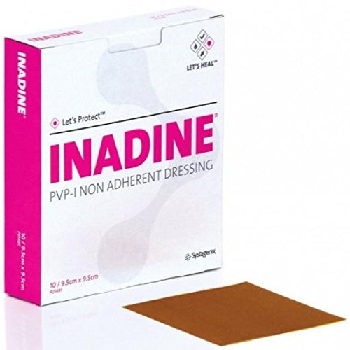 Inadine 9.5cm x 9.5cm x20 Non Adherent Wound Dressings, POV-Iodine, Antimicrobial - BeesActive Australia